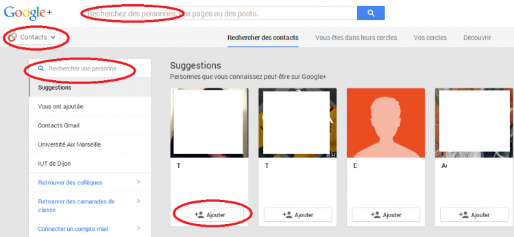 googleplus - ajouter contacts